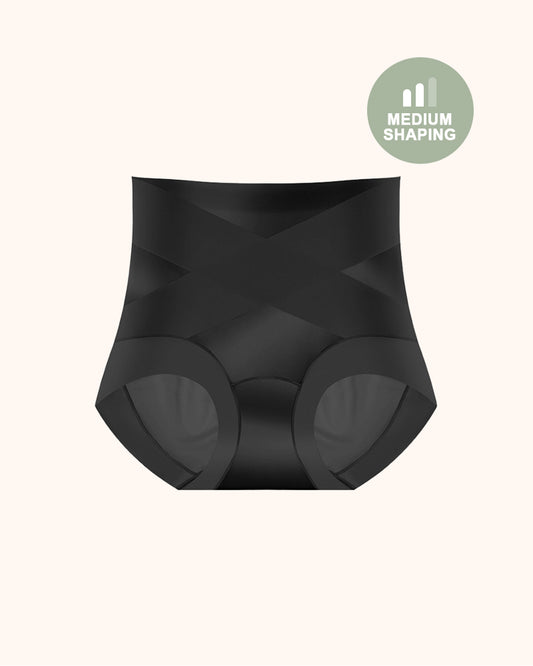 Silky High-Waisted Cross Front Tummy Control Shaping Panties