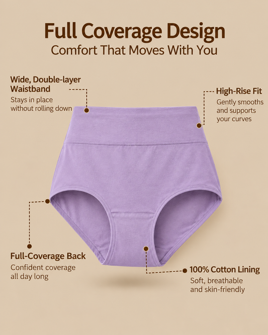 Bragas de algodón de talle alto talla grande para mujer, paquete de 4