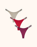 Womens Sexy Rhinestone Thongs 3-Pack