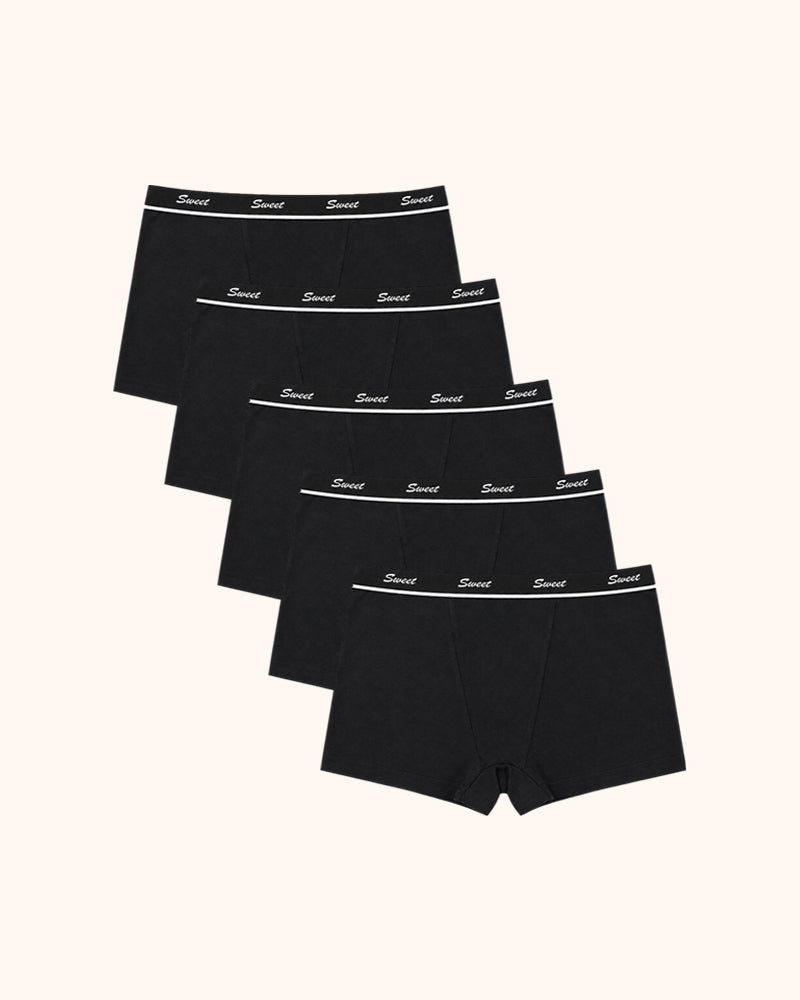 Pack de 5 braguitas tipo shorts de tiro alto de algodón para mujer