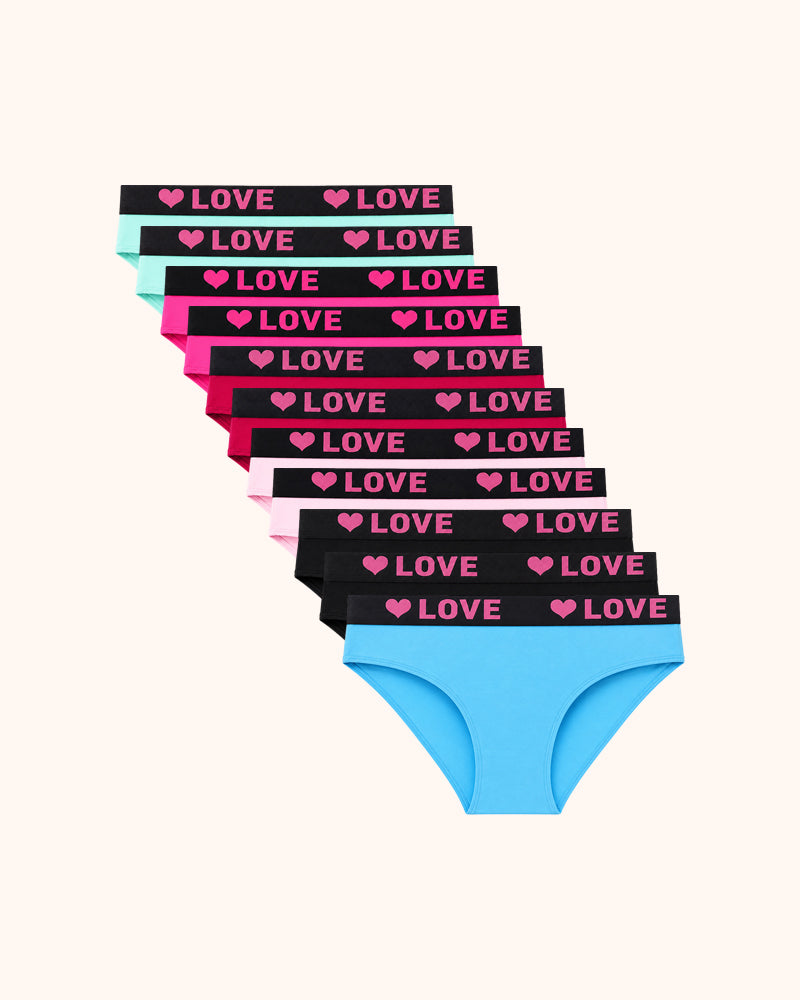 Bragas con cinta de letras lisas para mujer, paquete de 6, para uso diario