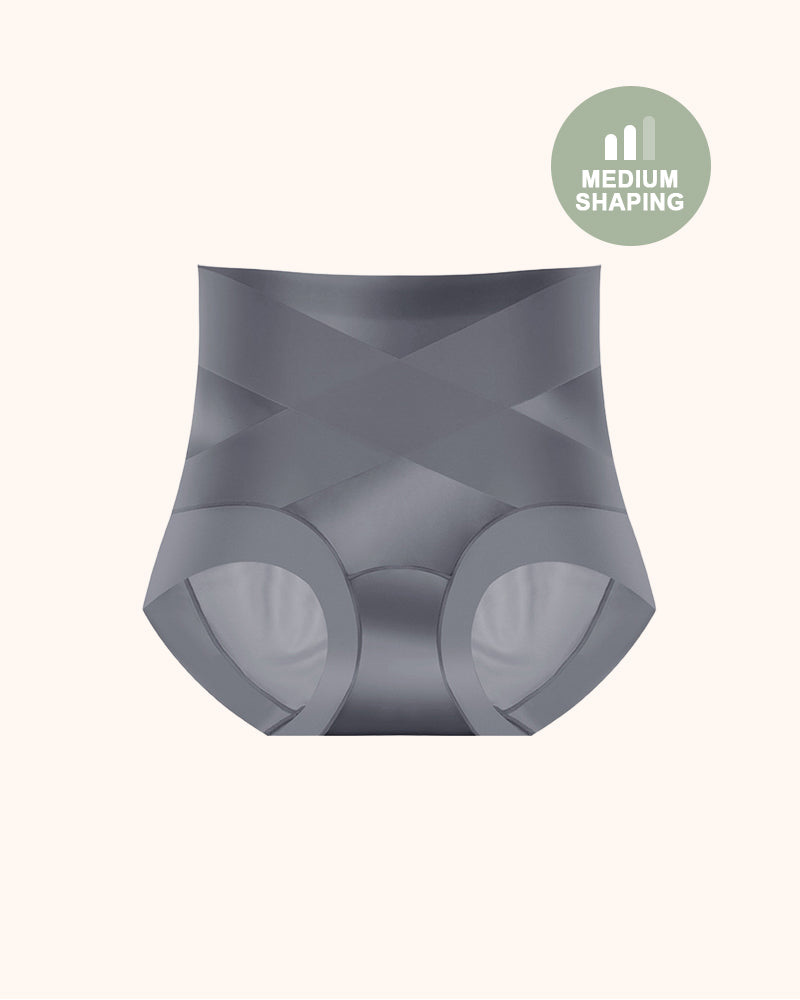 Silky High-Waisted Cross Front Tummy Control Shaping Panties