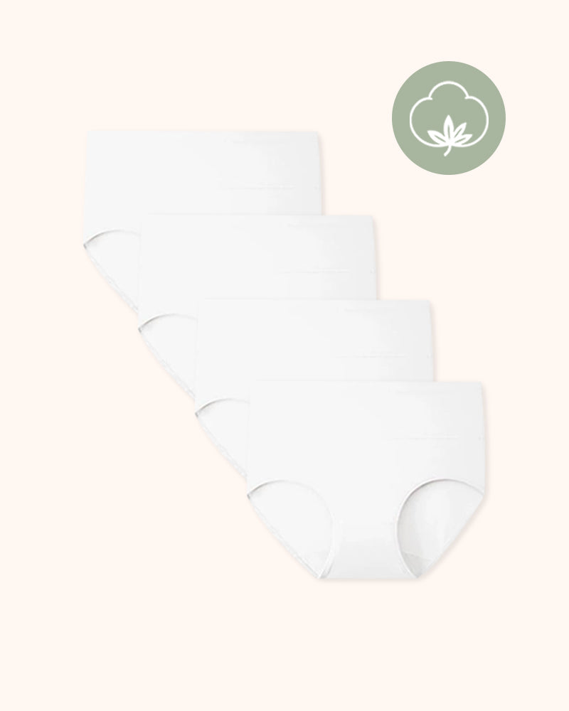 Bragas de algodón de talle alto talla grande para mujer, paquete de 4