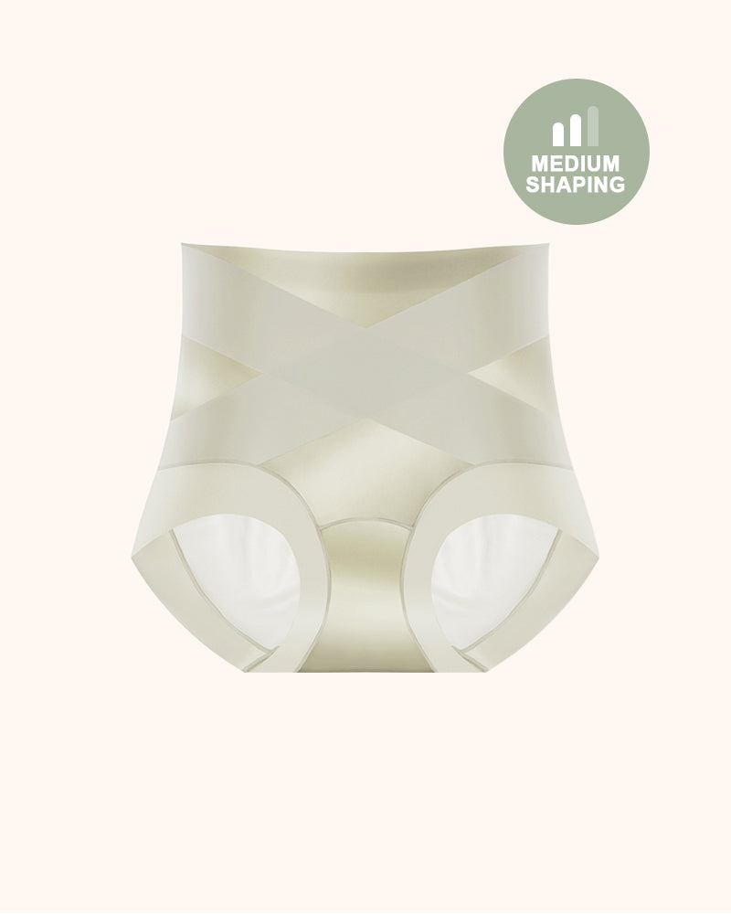 Silky High-Waisted Cross Front Tummy Control Shaping Panties