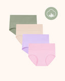 Bragas de algodón de talle alto talla grande para mujer, paquete de 4