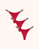 Womens Sexy Rhinestone Thongs 3-Pack