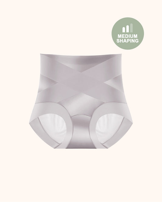 Silky High-Waisted Cross Front Tummy Control Shaping Panties