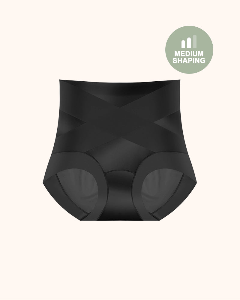 Silky High-Waisted Cross Front Tummy Control Shaping Panties