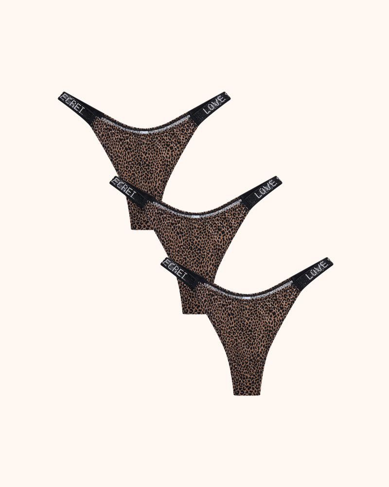 Womens Sexy Rhinestone Thongs 3-Pack