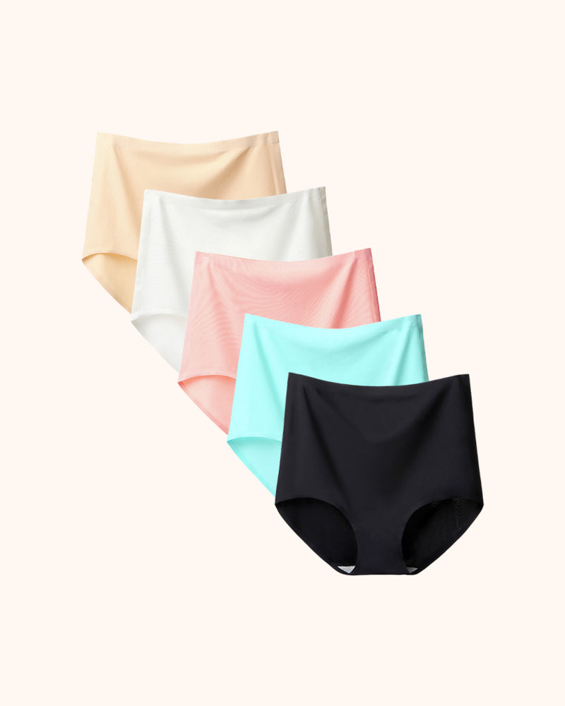 Bragas sedosas sin costuras de talle alto y sin marcas, paquete de 5