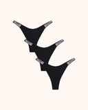Womens Sexy Rhinestone Thongs 3-Pack