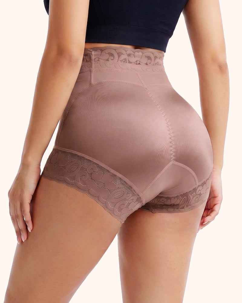 Shorts moldeadores cómodos de encaje con control de abdomen y realce de glúteos