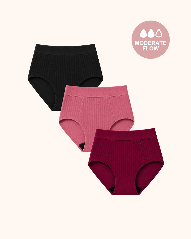 Las bragas menstruales Bikni Sporty Stretch, tela de algodón-punto con elastano, elásticas, cómodas para flujos abundantes