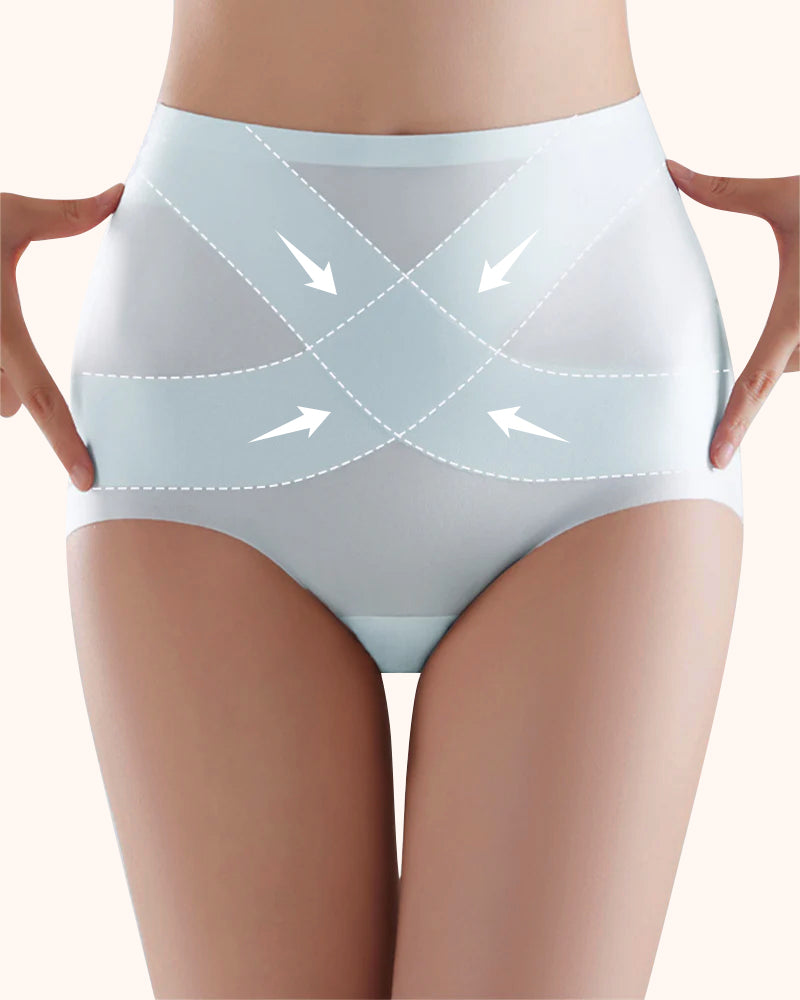 Braguitas de control de abdomen de cintura alta sin costuras de seda helada