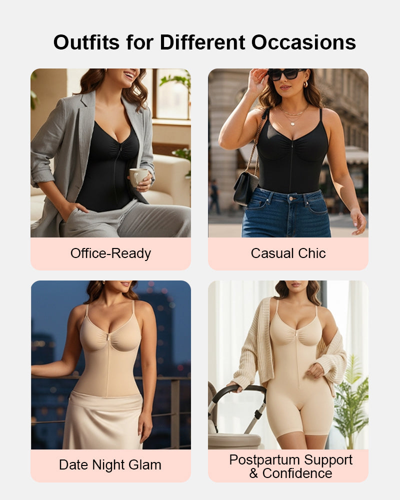 Ultra-Stretch Zip-Up Bodysuit — Sculpting Support & All-Day Comfort
