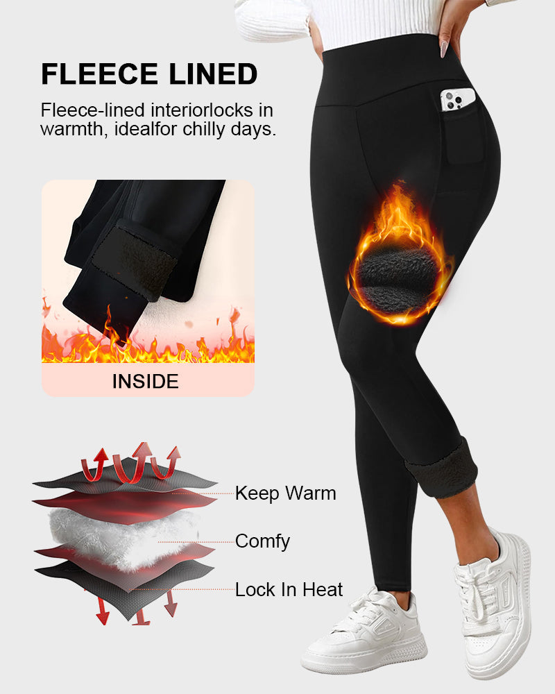 Winter Essentials High-Waisted Fleece Leggings with Pockets