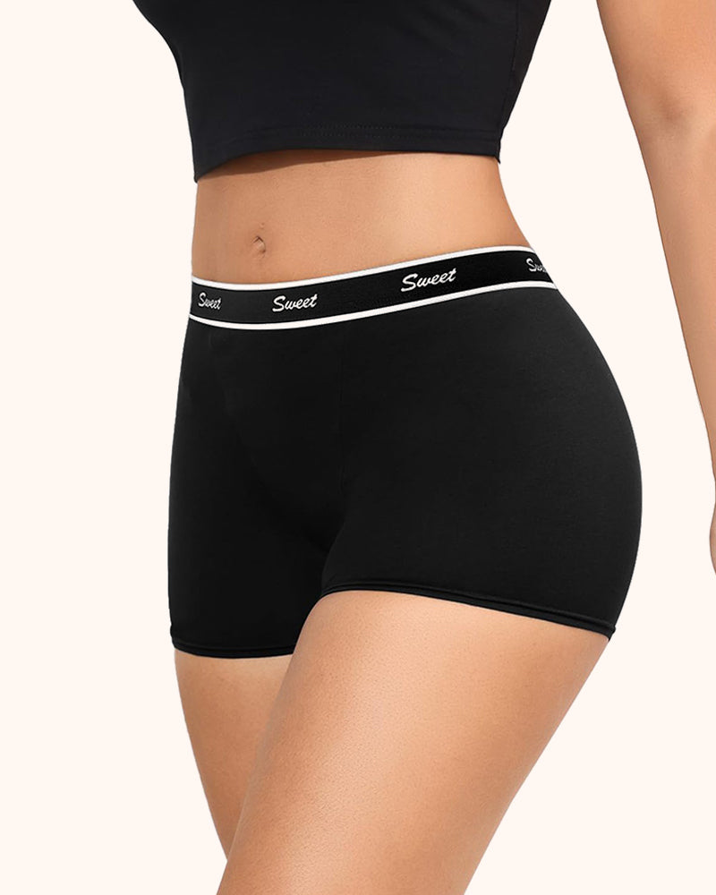 Pack de 5 braguitas tipo shorts de tiro alto de algodón para mujer