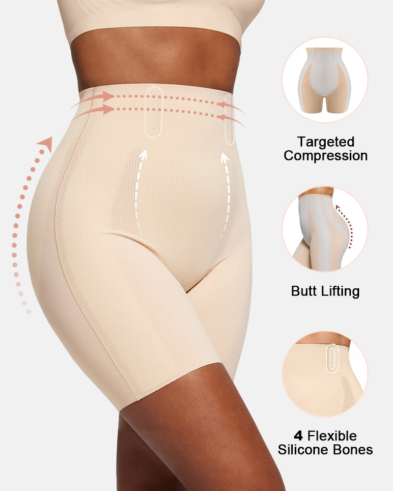Breathable High Waisted Tummy Control Seamless Sculpting Shorts