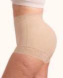 Shorts moldeadores cómodos de encaje con control de abdomen y realce de glúteos