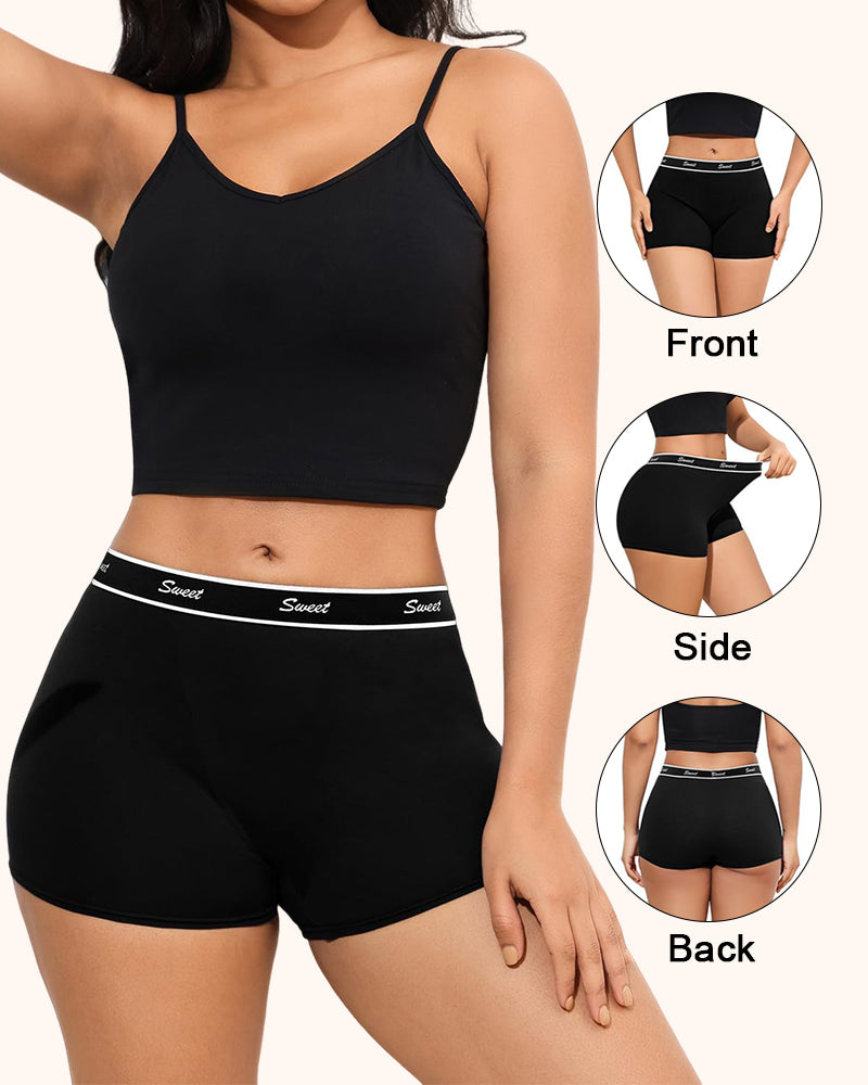Pack de 5 braguitas tipo shorts de tiro alto de algodón para mujer