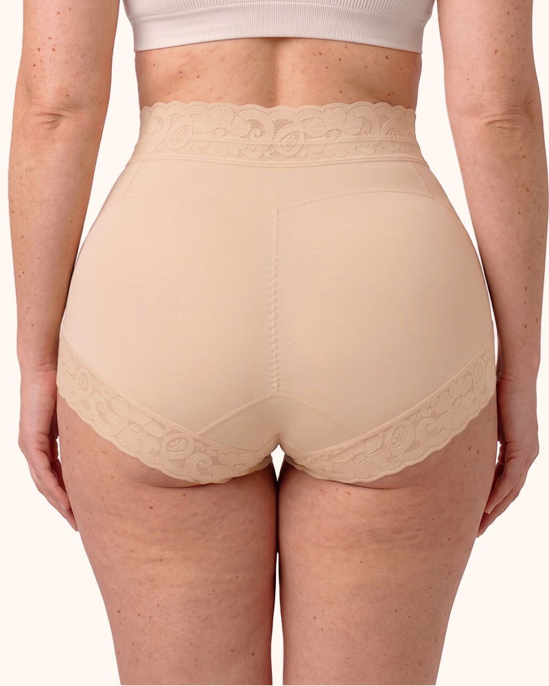 Shorts moldeadores cómodos de encaje con control de abdomen y realce de glúteos