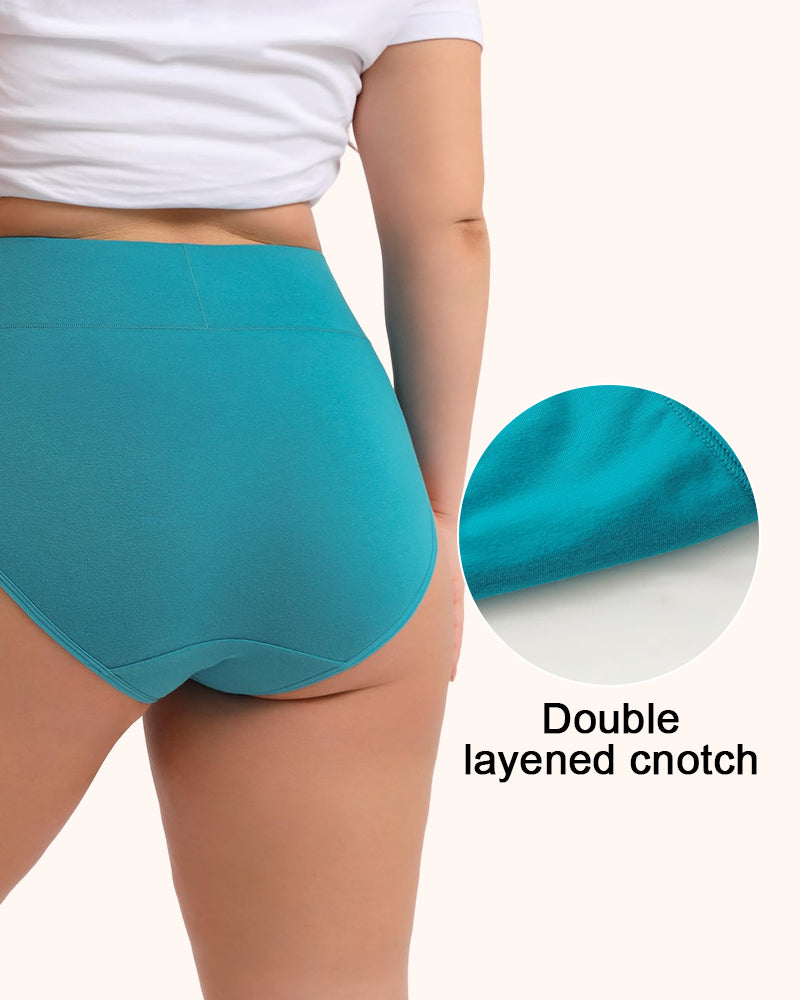 Bragas de algodón de talle alto talla grande para mujer, paquete de 4