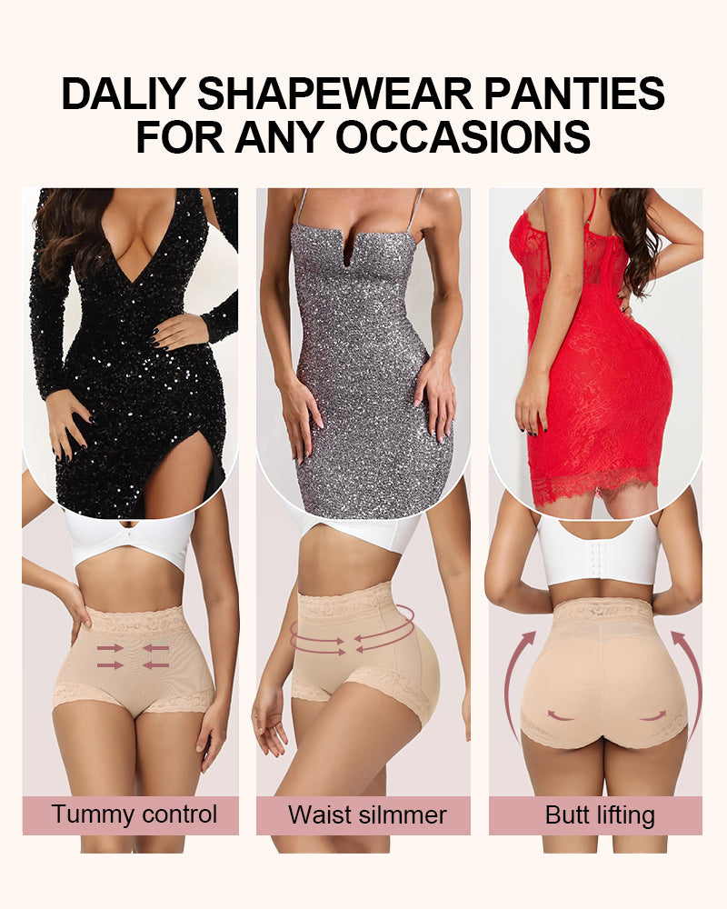 Shorts moldeadores cómodos de encaje con control de abdomen y realce de glúteos