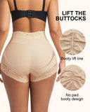Shorts moldeadores cómodos de encaje con control de abdomen y realce de glúteos