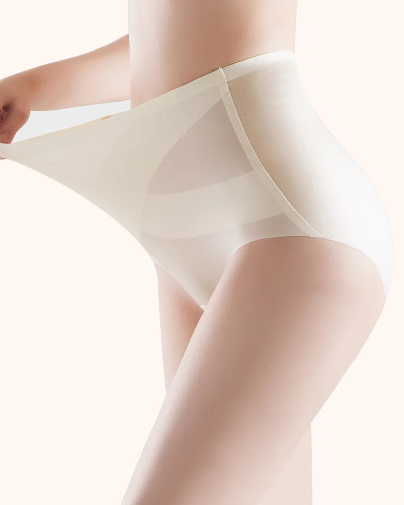 Braguitas de control de abdomen de cintura alta sin costuras de seda helada