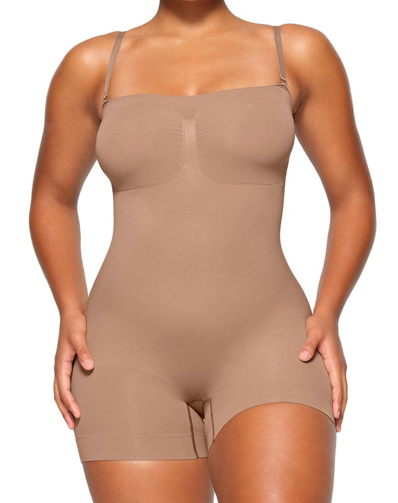 Strapless Tummy Control Seamless Bodysuit with Removable Straps