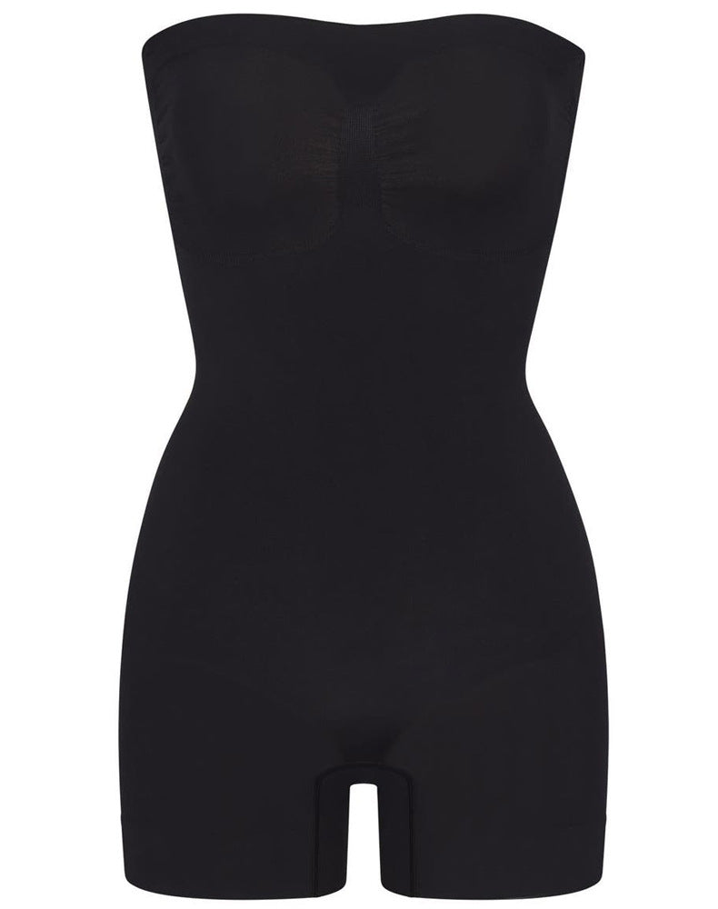 Strapless Tummy Control Seamless Bodysuit with Removable Straps