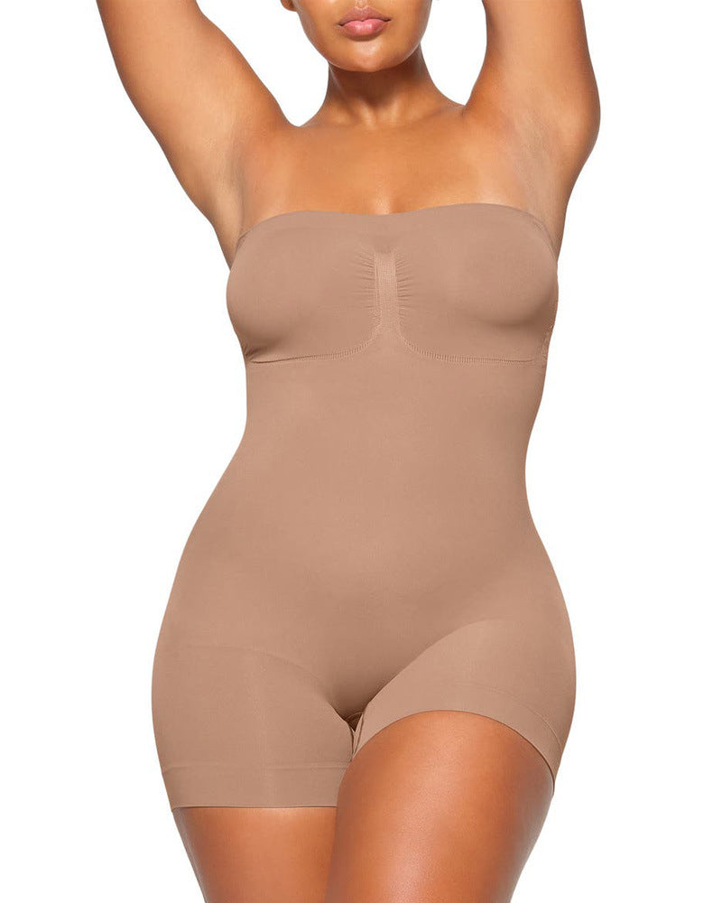 Strapless Tummy Control Seamless Bodysuit with Removable Straps