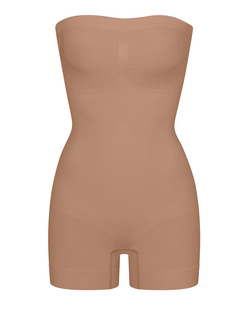 Strapless Tummy Control Seamless Bodysuit with Removable Straps