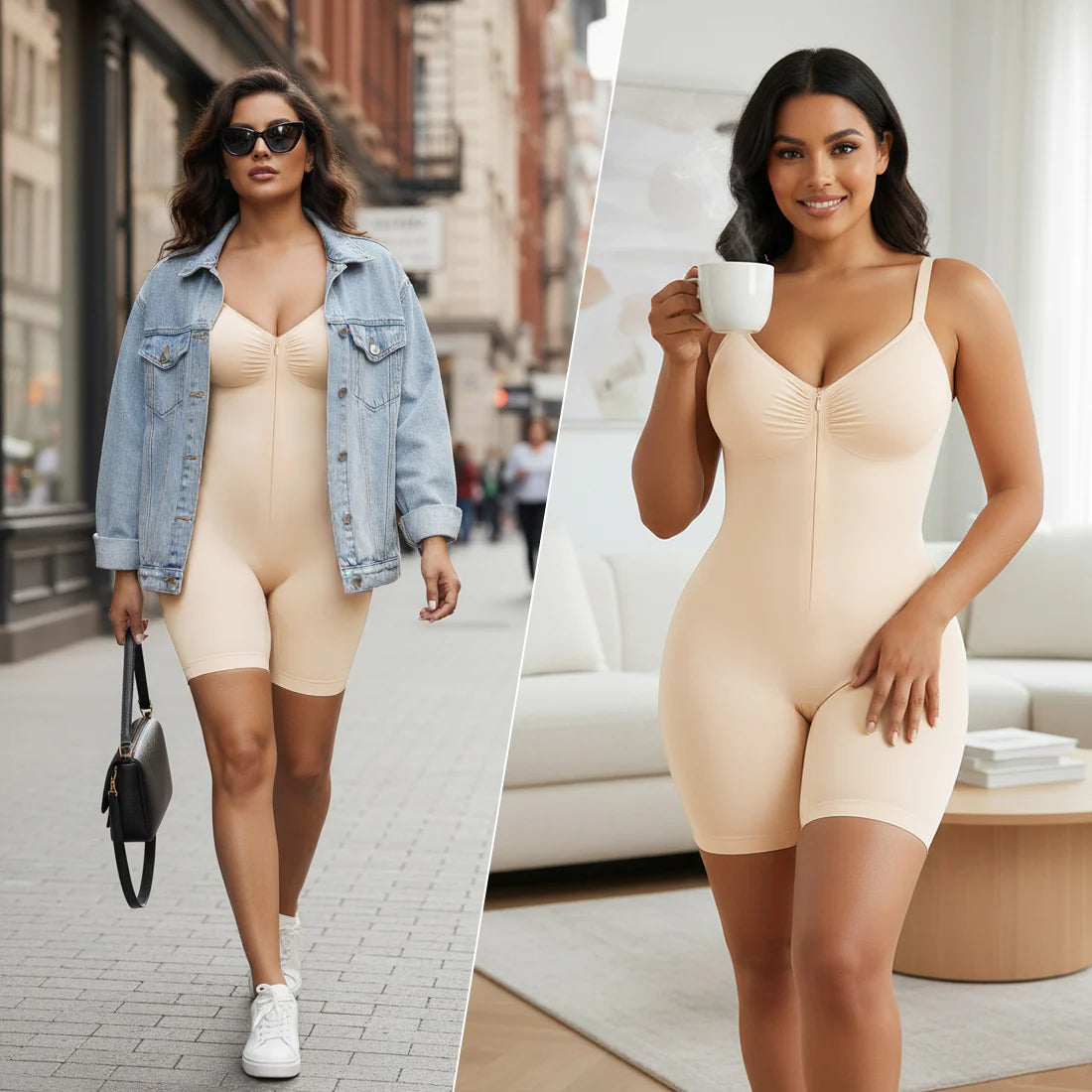 Ultra-Stretch Zip-Up Bodysuit — Sculpting Support & All-Day Comfort