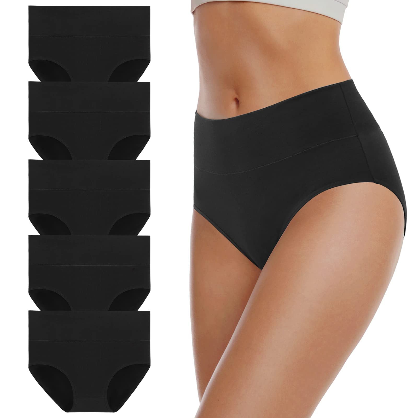 LilySure High Waist Seamless Underwear Full Coverage（5 pack)