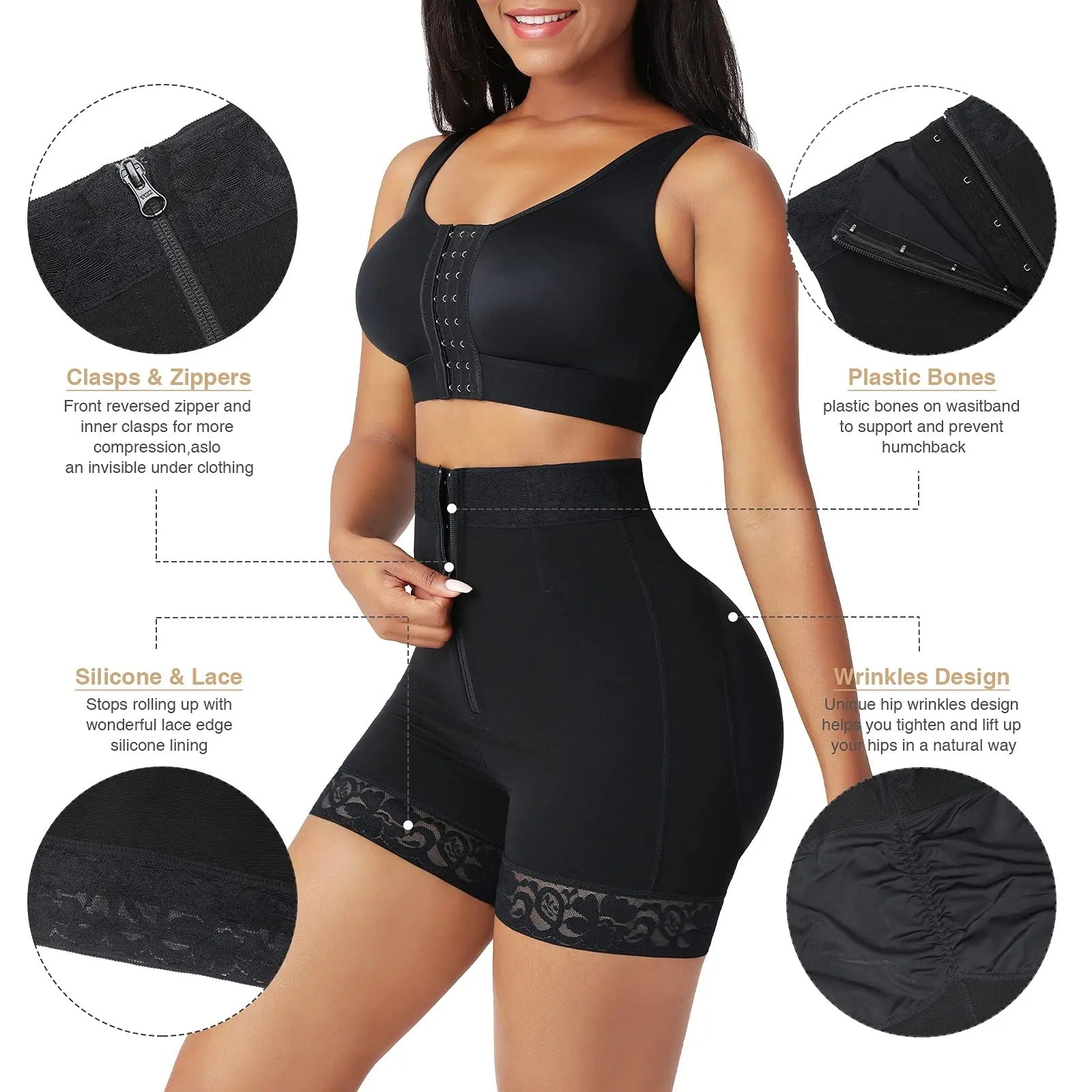 LilySure® Lace Steel Boned Butt Enhancer Shorts