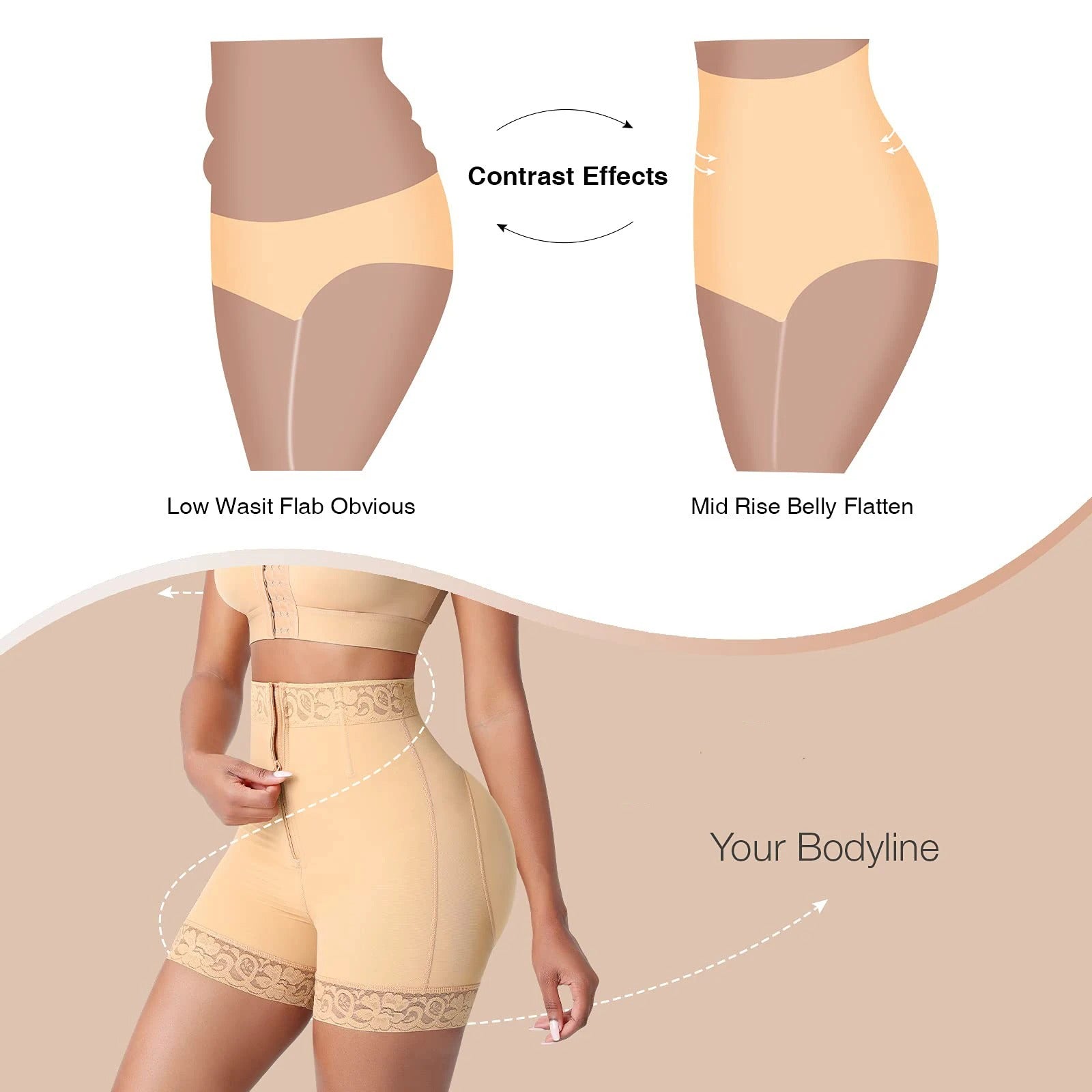 LilySure® Lace Steel Boned Butt Enhancer Shorts