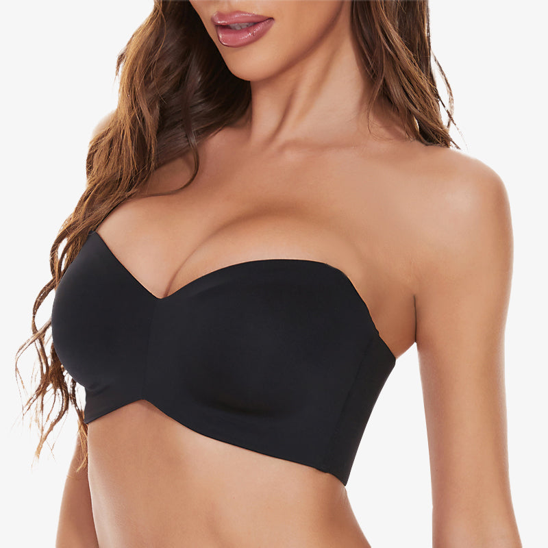 Full Support Non-Slip Convertible Bandeau Bra-Black