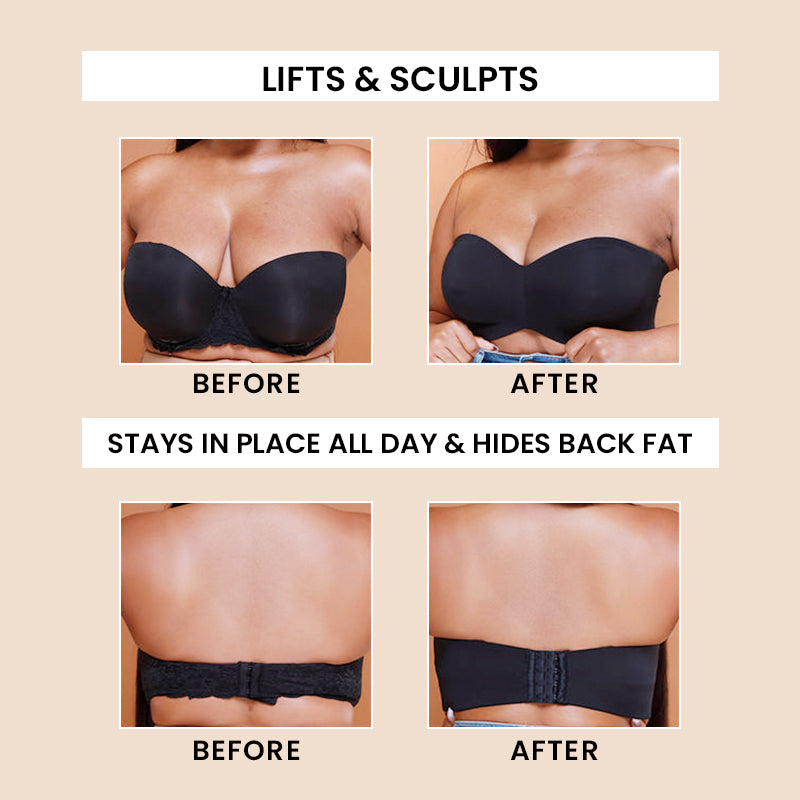 Full Support Non-Slip Convertible Bandeau Bra -Nude