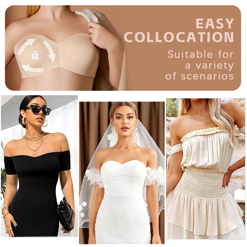 Full Support Non-Slip Convertible Bandeau Bra -Nude